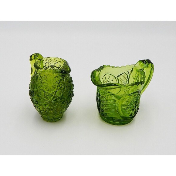 LE Smith Hobstar Daisy Button Avocado Green Petite Small Creamers Pitchers 3PC - Picture 7 of 10